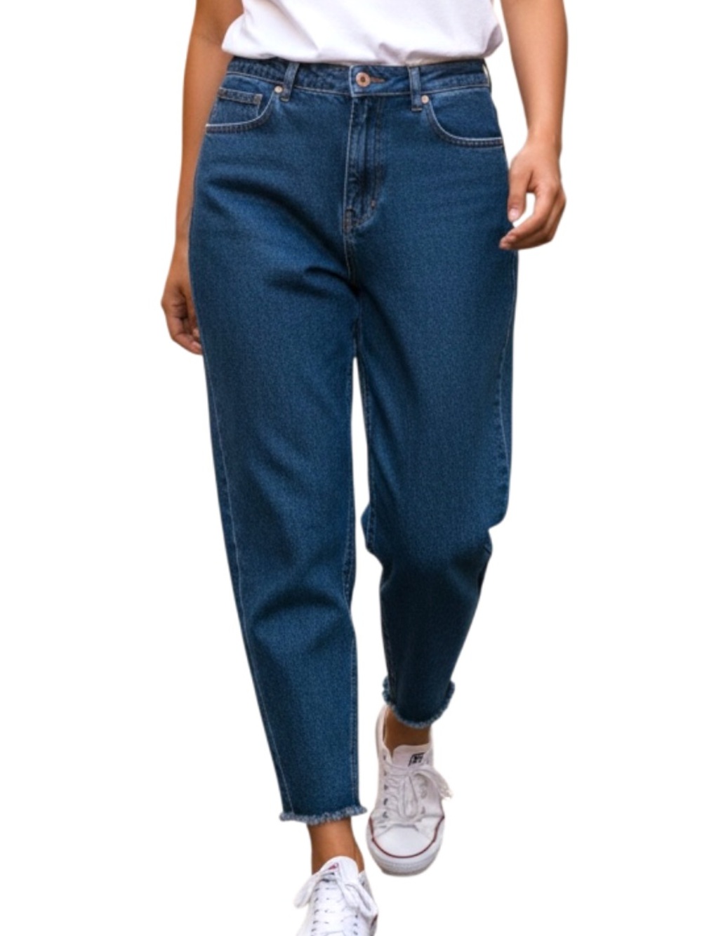 Express Classic Blue Balloon Leg Jeans with Raw Hem Size 10